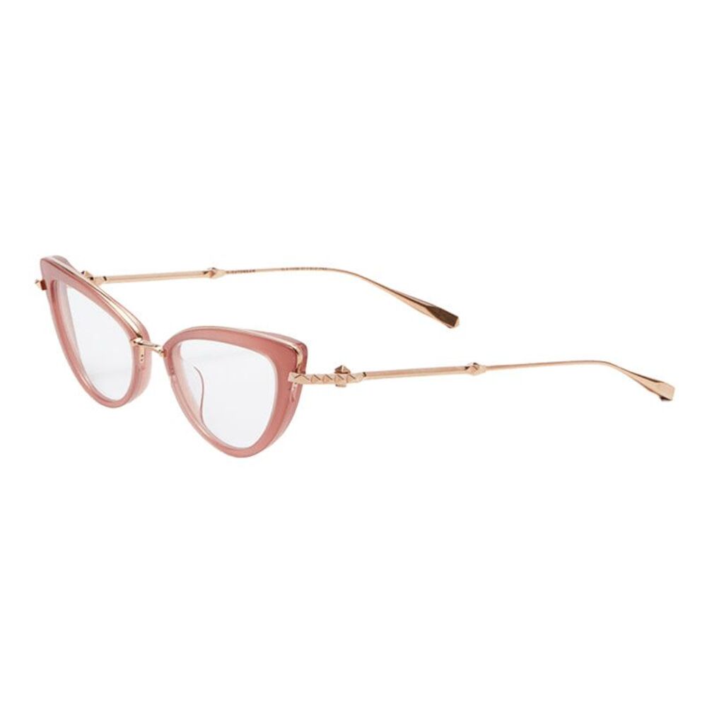Valentino Eyeglasses Cat Eye Full Rim, Powder Pink/White Gold Frame and Clear